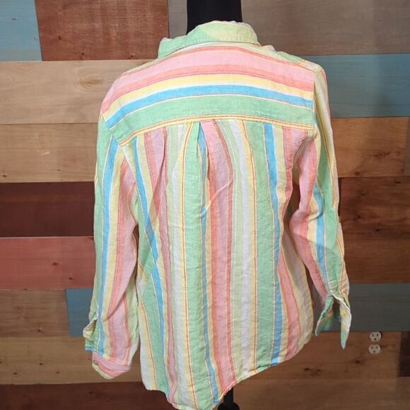 Large 100% linen button-down blouse studio works - Picture 3 of 4